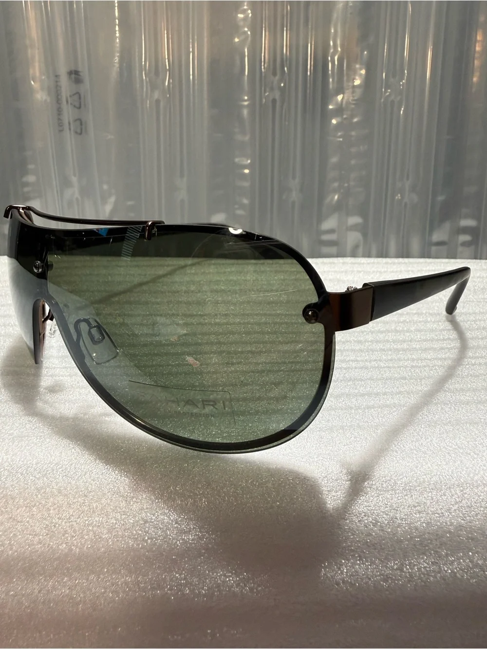 Tahari Men’s TM136 MBRN Shield Wrap Sunglasses Matte Brown Frame Green Lens